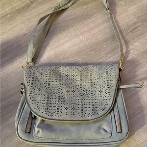Target Perforated Gray Crossbody Bag